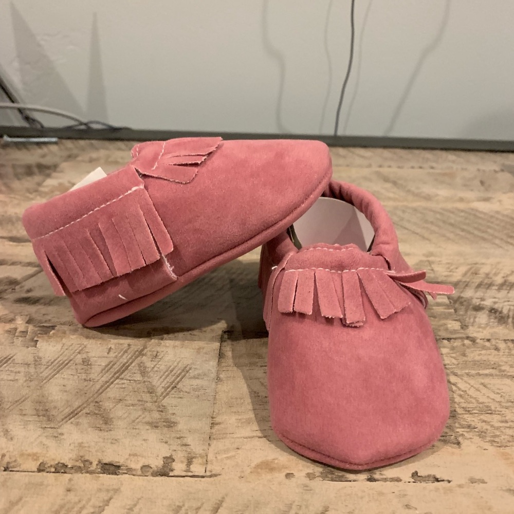Pink infant moccasins